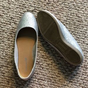 Silver glitter flats